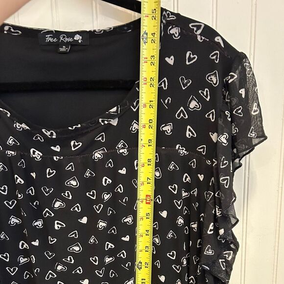 Black and white fully lined heart print top - Picture 6 of 8